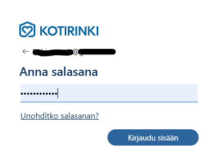 Anna salasana tai unohditko salasanan